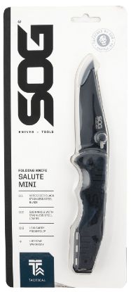 Picture of S.O.G Sog-Ff1101-C Salute Mini 3.10" Folding Clip Point Plain Black Oxide 8Cr13mov Ss Blade Black G10 Handle Includes Pocket Clip 