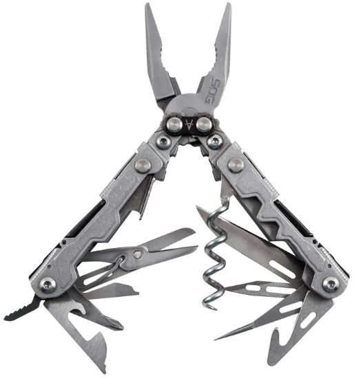 Picture of S.O.G Sog-Pl1001-C Powerlitre Stonewashed 5Cr15mov Stainless Steel 5.10" Long Features 19 Tools 