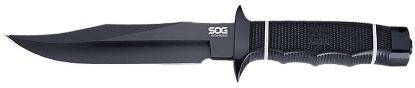 Picture of S.O.G Sogs10bk Tech Bowie 6.40" Fixed Plain Clip Point Black Hardcased Tini Aus8 Ss Blade/ Black W/ White "Sog" Logo Kraton Handle 