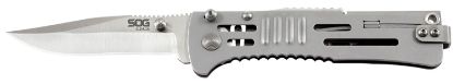 Picture of S.O.G Sog-Sj31-Cp Slimjim 3.18" Folding Clip Point Plain Satin Aus-8A Ss Blade Bead Blasted 420 Stainless Steel Handle Includes Belt Clip 