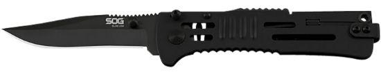 Picture of S.O.G Sog-Sj32-Cp Slimjim 3.18" Folding Plain Clip Point Satin Aus8 Ss Blade/ Black Hardcased Stainless Steel Handle 