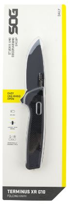 Picture of S.O.G Sogtm1027cp Terminus Xr 2.95" Folding Clip Point Plain Black Tini D2 Steel Blade Black G10 Handle Includes Pocket Clip 