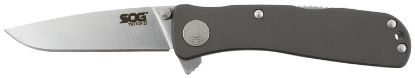 Picture of S.O.G Sogtwi8cp Twitch Ii 2.65" Folding Drop Point Plain Satin Aus-8A Ss Blade Gray Anodized Aluminum Handle Includes Belt Clip 