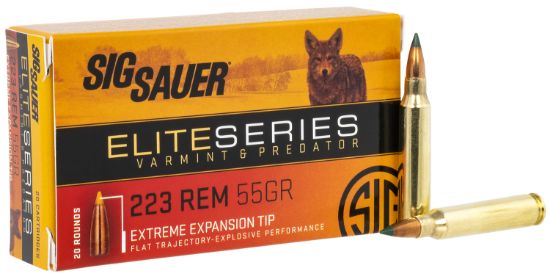 Picture of Sig Sauer E223v220 Elite Hunting Varmint & Predator 223 Rem 55 Gr Extreme Expansion Tip 20 Per Box/ 10 Case 