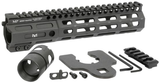 Picture of Midwest Industries Minf925 Night Fighter 9.25" M-Lok Black Hardcoat Anodized Aluminum Includes Barrel Wrench, Nut, & 5 Slot Rail 