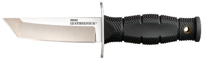 Picture of Cold Steel Cs39lsaa Leatherneck Mini 3.50" Fixed Tanto Plain Satin 8Cr13mov Ss Blade/3.25" Black Deep Checkered W/Double Quillon Guard Kray-Ex Handle Includes Sheath 