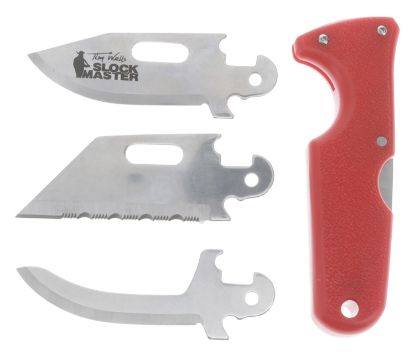 Picture of Cold Steel Cs40atz Click-N-Cut Slock Master 2.50" Fixed Caping/Clip/Utility Plain/Serrated Satin 420J2 Ss Blade Red Textured Abs Handle Includes Sheath 