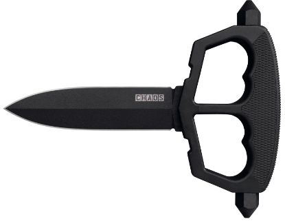 Picture of Cold Steel Cs80nt3 Chaos Push Knife 5" Fixed Plain Black Matte Powder Coat Sk-5 Steel Blade/ Black W/D-Guard Handle Griv-Ex W/Overmold Kray-Ex Handle Includes Belt Loop/Sheath 