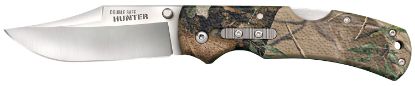 Picture of Cold Steel Cs23je Double Safe Hunter 3.50" Folding Clip Point Plain Satin 8Cr13mov Ss Blade/ Camo Gfn Handle Includes Pocket Clip 