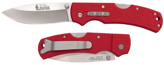 Picture of Cold Steel Cs23jk Double Safe Slock Master 3.50" Folding Drop Point Plain 8Cr13mov Ss Blade/Red Textured Gfn Handle Includes Pocket Clip 