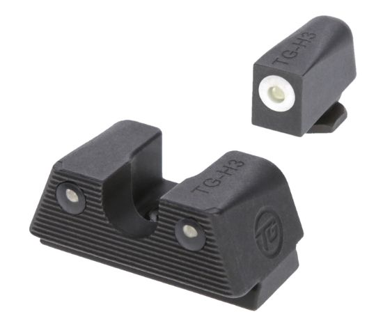 Picture of Truglo Tgtg231g1xw Tritium X Low, White Outline Tritium Front/ Green Tritium Rear/Black Nitride Fortress Frame, Compatible W/Most Glock Except Mos, Front Post/Rear Dovetail Mount 