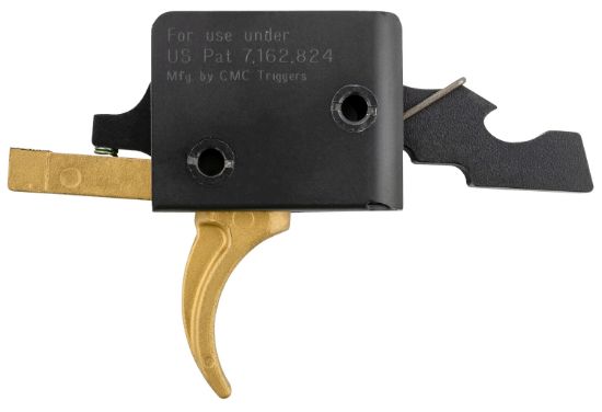 Picture of Cmc Triggers 91501Gf Drop-In Gold Finger Single-Stage Curved Trigger With 3-3.50 Lbs Draw Weight & Gold Finish For Ar-15,Ar-10 Ambidextrous 