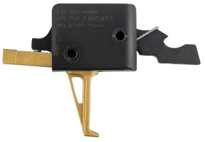 Picture of Cmc Triggers 91503Gf Drop-In Gold Finger Single-Stage Flat Trigger With 3-3.50 Lbs Draw Weight & Gold Finish For Ar-15,Ar-10 Ambidextrous 