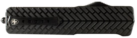 Picture of Templar Knife Lahbg52 Premium Lightweight Large 3.50" Otf Tanto Part Serrated Black Oxide Stonewashed Powdered D2 Steel Blade/5.25" Black Herringbone Anodized Aluminum Handle 