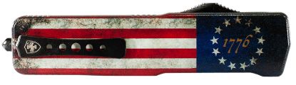 Picture of Templar Knife Lzbrf321 Premium Weighted Large 3.55" Otf Tanto Plain Black Oxide Stonewashed Powdered D2 Steel Blade/5.25" Betsy Ross Flag Aluminum Zinc Alloy Handle 