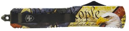 Picture of Templar Knife Mzeg321 Premium Weighted Slim 3.16" Otf Drop Point Plain Black Oxide Stonewashed Powdered D2 Steel Blade/4.93" Eagle W/"We The People" Aluminum Zinc Alloy Handle 