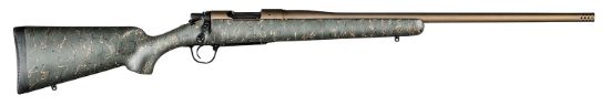Picture of Christensen Arms 8010101300 Mesa 6.5 Creedmoor 4+1 22" Threaded Barrel, Burnt Bronze Cerakote, Green With Black/Tan Webbing Stock 