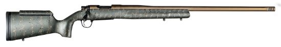 Picture of Christensen Arms 8010200600 Mesa Long Range 6.5 Creedmoor 4+1 26" Threaded Barrel, Burnt Bronze Cerakote, Green With Black/Tan Webbing Stock 