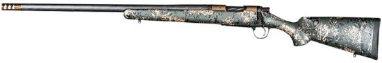 Picture of Christensen Arms 8010621100 Ridgeline Fft 28 Nosler 3+1 22" Carbon Fiber/Threaded Barrel, Burnt Bronze Cerakote, Green With Black/Tan Accents Stock, Left Hand 