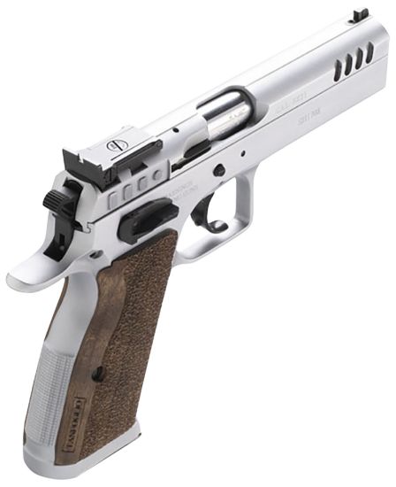 Picture of Tanfoglio Ifg Tfstock29 Stock Ii Competition 9Mm Luger 17+1 16+1, 4.44" Stainless Polygonal Rifled Barrel, Stainless Ported/Serrated Slide, Stainless Steel Frame, Brown Polymer Grip 