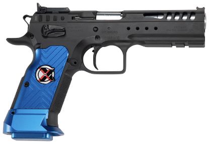 Picture of Tanfoglio Ifg Tflimmstrx9 Limited Master Xtreme 9Mm Luger 19+1 4.75" Stainless Polygonal Rifled Barrel/Matte Black Slide & Frame/Blue Polymer Grips 