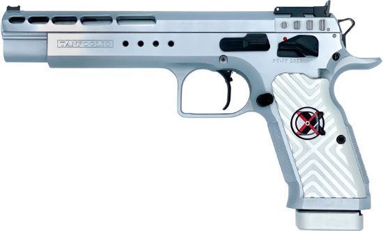 Picture of Tanfoglio Ifg Tfgoldmx9 Gold Match Xtreme 9Mm Luger 16+1 6" Stainless Polygonal Rifled Barrel, Stainless Ported Slide, Stainless Steel Frame W/Beavertail, White Polymer Grip, Right Hand 