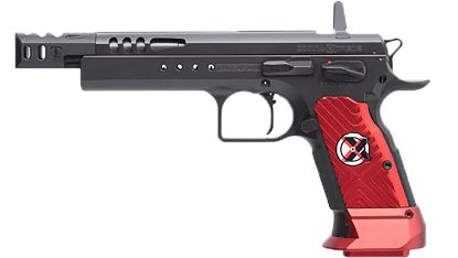 Picture of Tanfoglio Ifg Tfdomx9 Domina Xtreme 9Mm Luger 17+1, 5.20" Black Polygonal Rifled Barrel, Black Black Steel Slide, Black Steel Frame W/Beavertail, Red Polymer Grip 