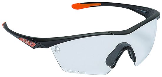 Picture of Beretta Usa Oc031a2354014huni Clash Shooting Glasses Clear Lens Black With Orange Accents Frame 