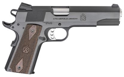 Picture of Springfield Armory Px9419 1911 Garrison 9Mm Luger 9+1, 5" Stainless Match Grade Steel Barrel, Blued Serrated Carbon Steel Slide, Carbon Steel Frame W/Beavertail, Thin-Line Wood Grip 