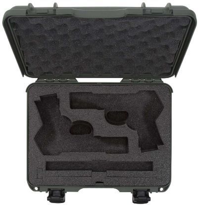 Picture of Nanuk 910Clasg6 910 Classic 2 Up Pistol Case Olive Polymer W/ Latches & Closed-Cell Foam Padding 13.20" L X 9.20" W X 4.10 " H Interior Dimensions 