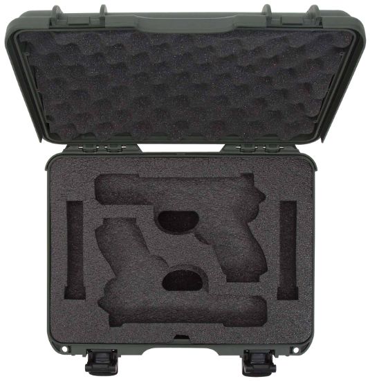 Picture of Nanuk 910Glock6 910 Glock Compatible 2 Up Pistol Case Olive Polymer W/ Latches Closed-Cell Foam Padding & Airline Approved 13.20" L X 9.20" W X 4.10" H Interior Dimensions 