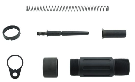 Picture of Tacfire Mar139c Short Buffer Tube System Black Anodized Aluminum With Qd End Plate For Ar Pistol Platform 