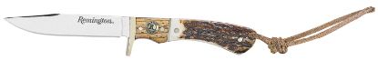 Picture of Remington Accessories 15655 Guide Jr. 6.50" Fixed Skinner Stainless Steel Blade, Stag Bone Handle W/Remington Shield, Nickle Silver Bolsters, Includes Sheath 