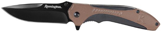 Picture of Remington Accessories 15669 Sportsman Folding 8Cr13mov Ss Blade Black/Tan G10 Handle Includes Pocket Clip 