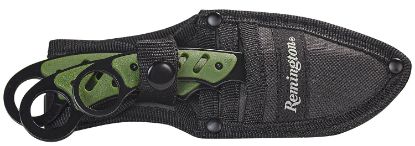 Picture of Remington Accessories 15679 Sportsman 7.25" Gut Hook/7.25" Skinner/6.5" Caping Knife Skinner Stonewashed Black Matte Black/Od Green Textured 3 Knives Piece Includes 