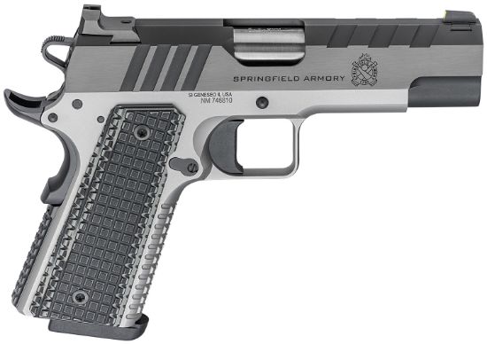 Picture of Springfield Armory Px9217l 1911 Emissary 9Mm Luger 9+1 4.25" Bull Barrel, Stainless Steel Frame W/ Beavertail, Serrated Blued Carbon Steel Slide, Black Vz Thin-Line G10 Grip 