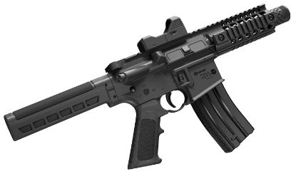 Picture of Crosman Cfaa4px Full Auto A4-P Co2 177 25Rd Shot Black Black Receiver Black Pistol Brace Stock Scope Red Dot 