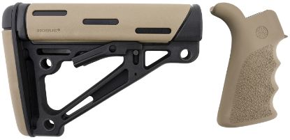 Picture of Hogue 15356 Overmolded Collapsible Buttstock Black Synthetic Flat Dark Earth Overmolded Rubber & Flat Dark Earth Rubber Finger Grooved Grip For Ar-15, M16 With Mil-Spec Buffer Tube (Tube Not Included)