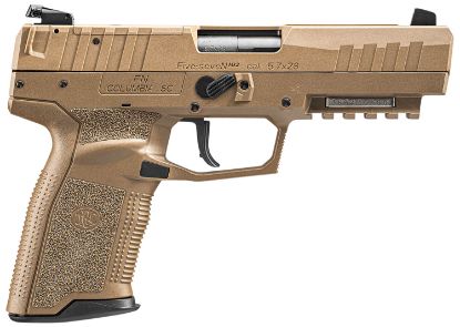 Picture of Fn 66101275 Five-Seven Mrd 5.7X28mm 4.80" Barrel 20+1, Flat Dark Earth Polymer Frame With Mounting Rail & Serrated Trigger Guard, Optic Cut Fde Steel Slide, No Manual Safety, Optics Ready 