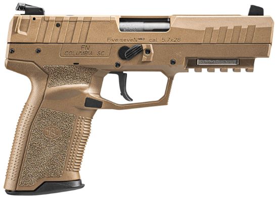 Picture of Fn 66101275 Five-Seven Mrd 5.7X28mm 4.80" Barrel 20+1, Flat Dark Earth Polymer Frame With Mounting Rail & Serrated Trigger Guard, Optic Cut Fde Steel Slide, No Manual Safety, Optics Ready 