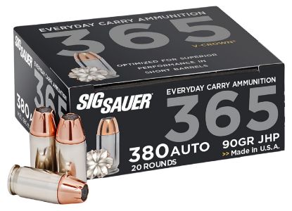 Picture of Sig Sauer E380a136520 Elite Performance 365 380 Acp 90 Gr V Crown Jacketed Hollow Point 20 Per Box/ 10 Case 