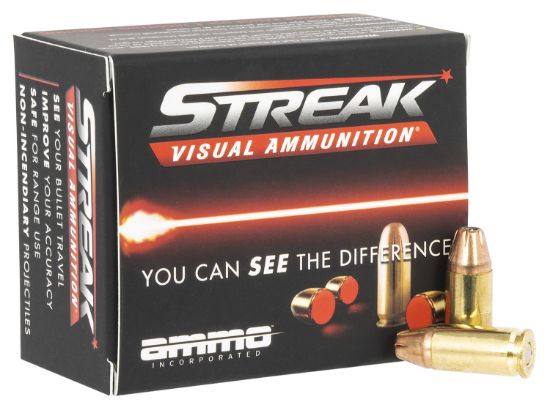 Picture of Ammo Inc 9115Jhpstrkred Streak Visual (Red) 9Mm Luger 115Gr Jacketed Hollow Point 20 Per Box/10 Case 