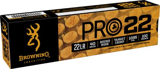 Picture of Browning Ammo B194122101 Pro22 22 Lr 40 Gr Lead Round Nose 100 Per Box/ 20 Case 