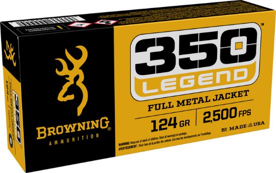 Picture of Browning Ammo B192803501 Fmj 350 Legend 124 Gr Full Metal Jacket 20 Per Box/ 10 Case 