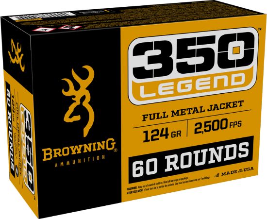 Picture of Browning Ammo B192803502 Fmj 350 Legend 124 Gr Full Metal Jacket 60 Per Box/ 4 Case 