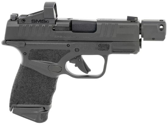 Picture of Springfield Armory Hc9389btospsmscmslc Hellcat Micro-Compact Osp 9Mm Luger 3.80" Threaded/Compensated 10+1, Black Polymer Frame, Serrated/Optic Cut Slide, Manual Safety, Shield Smsc Red Dot 