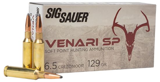 Picture of Sig Sauer V65cmsp12920 Venari 6.5 Creedmoor 129 Gr Soft Point 20 Per Box/ 10 Case 