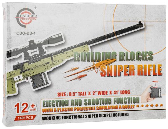 Picture of Caliber Gourmet Cgbbb1 Sniper Building Blocks Black/Green Plastic 41" Long 1491 Pieces 