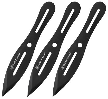 Picture of Smith & Wesson Knives Swtk8bcp Bullseye Throwing Knife 4.26" Fixed Plain Black Oxide 2Cr13mov Ss Black, Includes Sheath, Set Of 3 