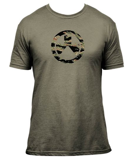 Picture of Magpul Mag1292-317-S Tiger Stripe Icon Olive Drab Heather Cotton/Polyester Short Sleeve Small 